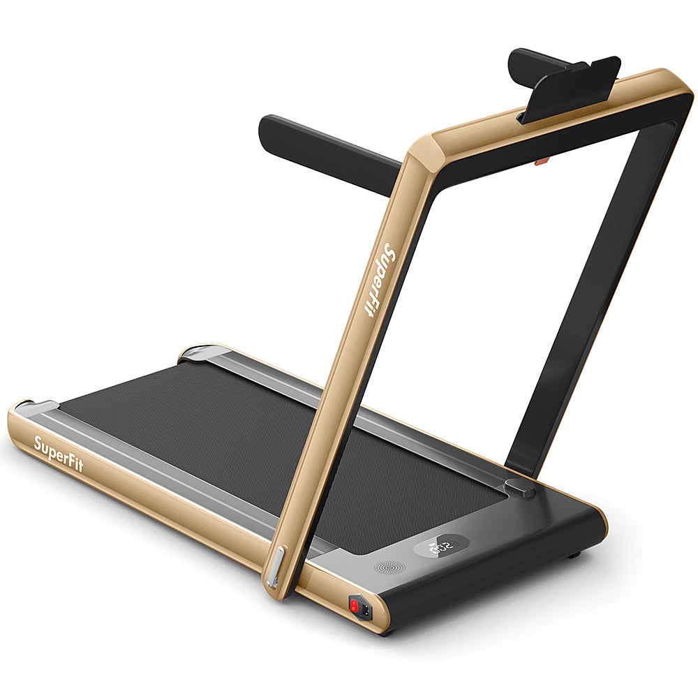 Costway - Up To 7.5MPH 2.25HP 2 in 1 Dual Display Screen Treadmill Jogging Machine W/APP Control - Gold_10