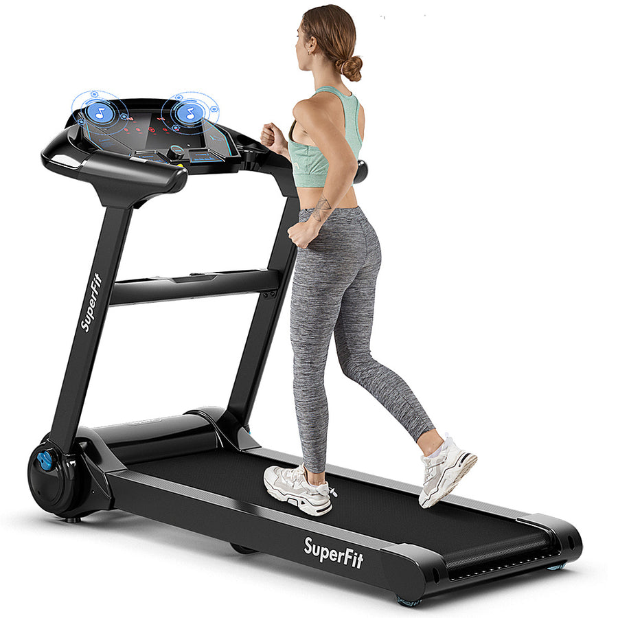 Costway - 2.25HP Folding Treadmill Running Machine LED Touch Display - Black_0