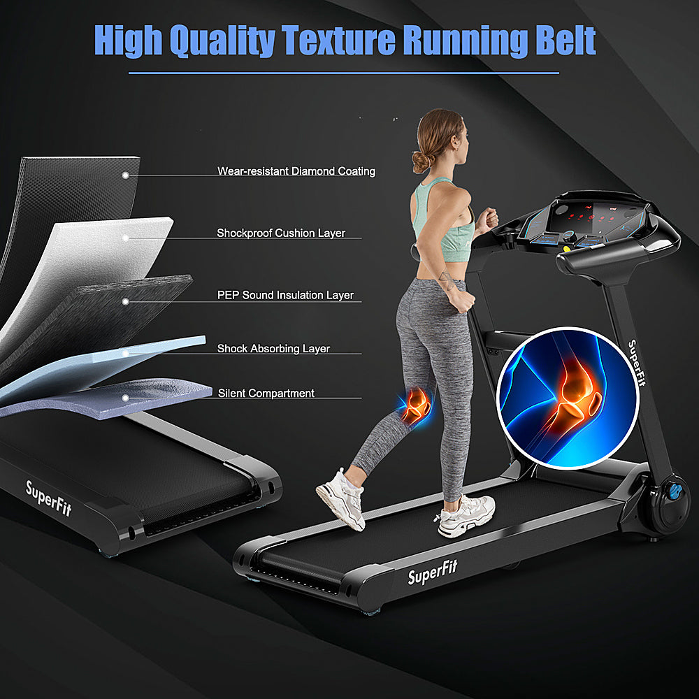 Costway - 2.25HP Folding Treadmill Running Machine LED Touch Display - Black_1