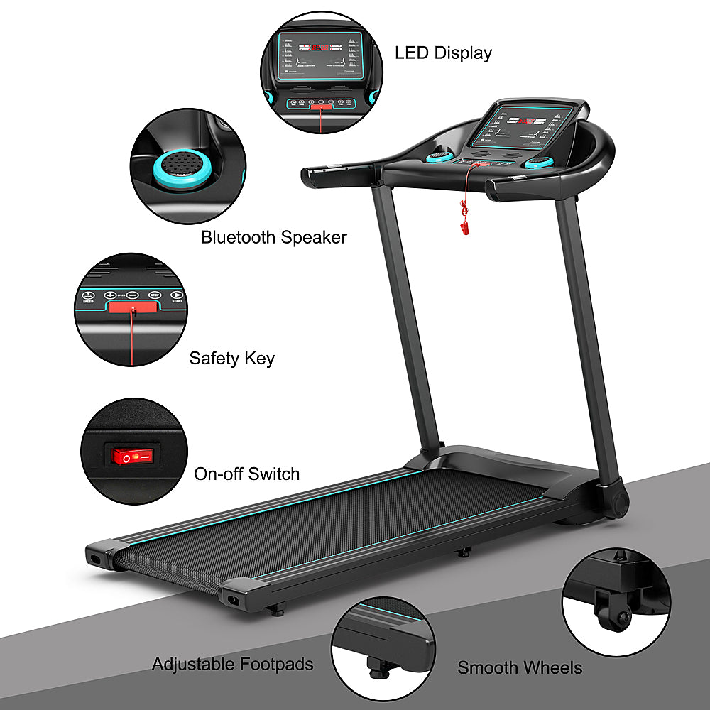 Costway - 2.25HP Electric Running Machine Treadmill Bluetooth Speaker APP Control - Blue_1