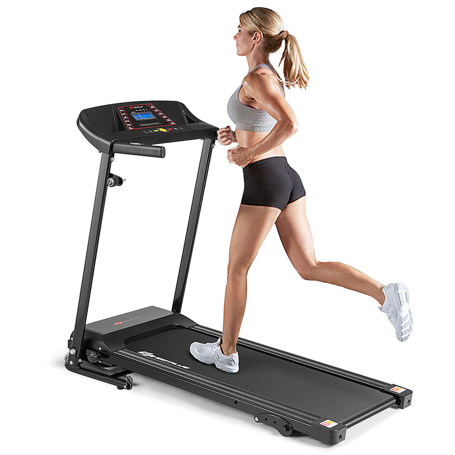 Costway - 1.0HP Folding Treadmill Electric Support Motorized Power Running Machine Trainer - Black_0