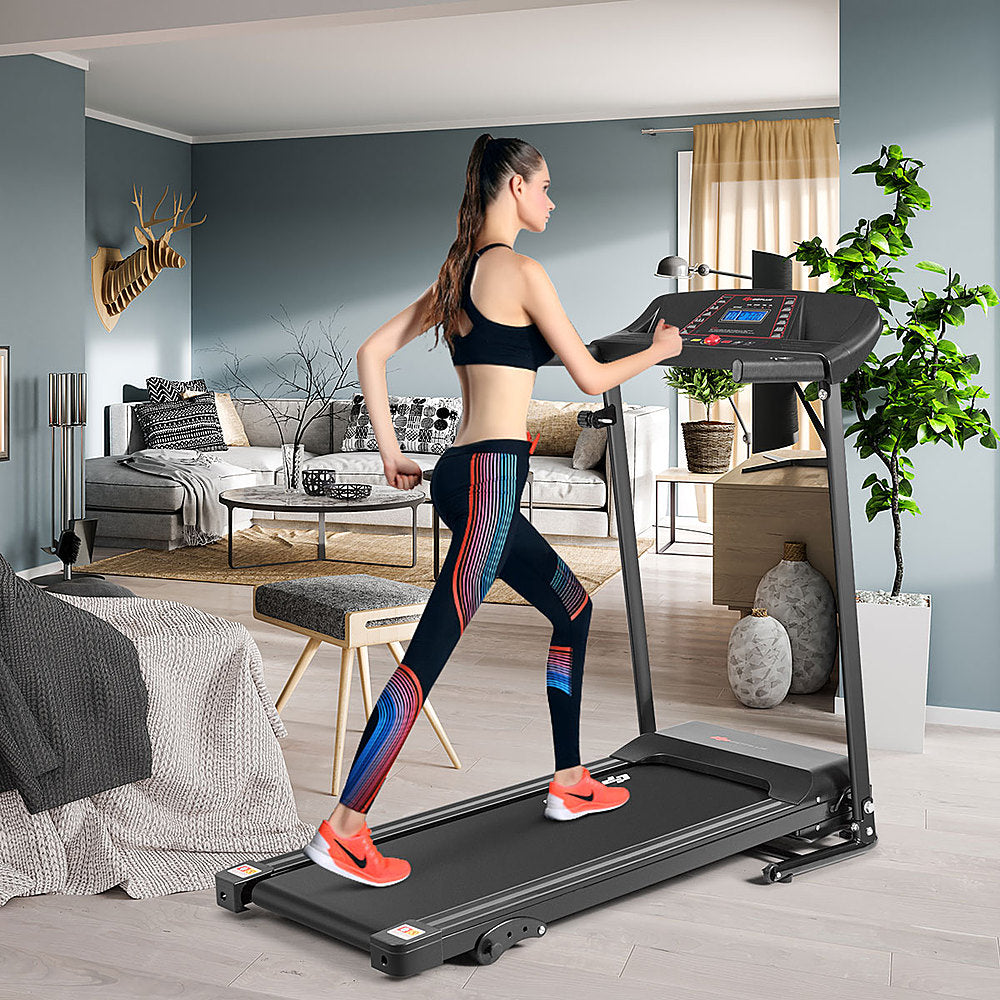 Costway - 1.0HP Folding Treadmill Electric Support Motorized Power Running Machine Trainer - Black_2