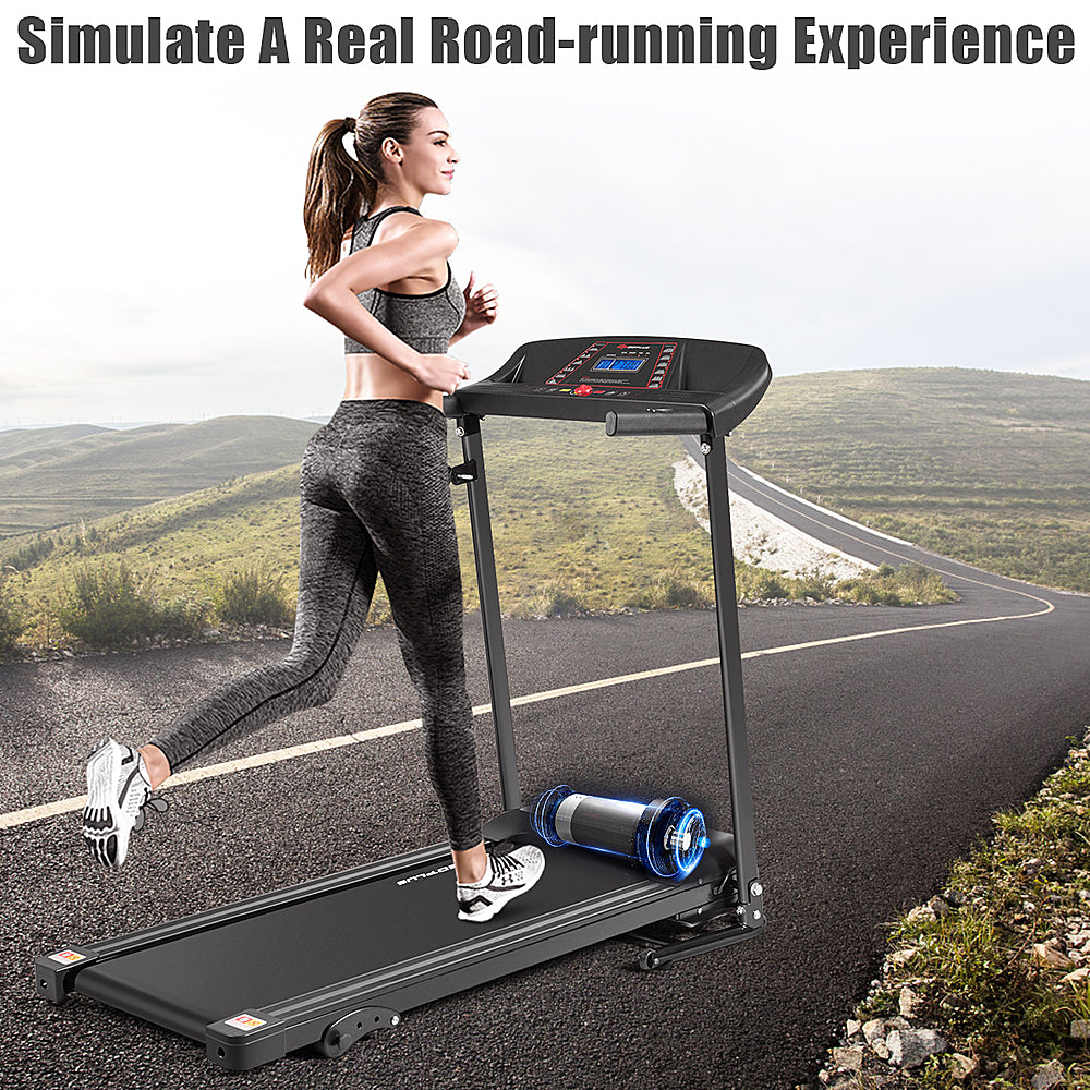 Costway - 1.0HP Folding Treadmill Electric Support Motorized Power Running Machine Trainer - Black_4