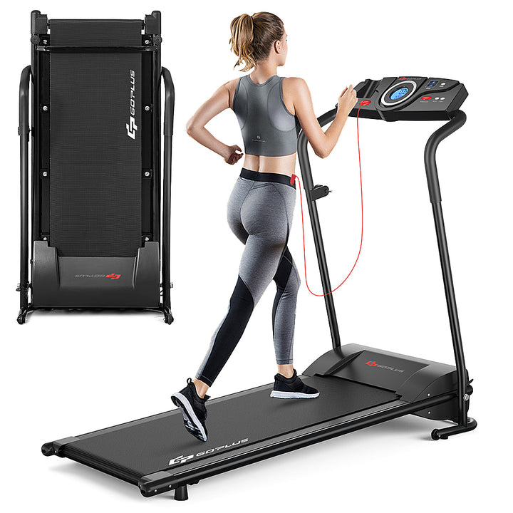 Costway - 1HP Electric Treadmill Folding Motorized Power Running Machine Fitness - Black_0