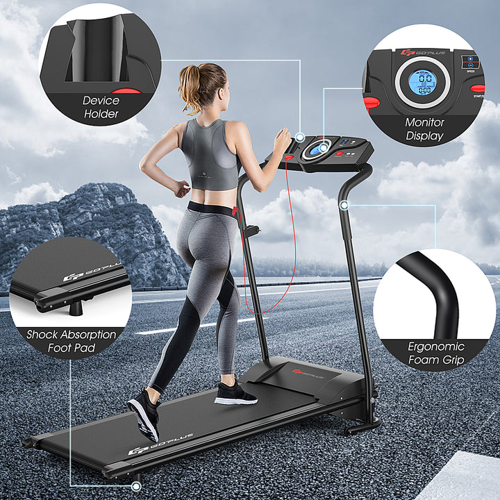 Costway - 1HP Electric Treadmill Folding Motorized Power Running Machine Fitness - Black_6