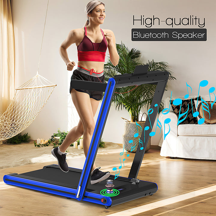 Costway - 2-in-1 Folding Treadmill 2.25HP Jogging Machine w/ Dual LED Display - Blue_6