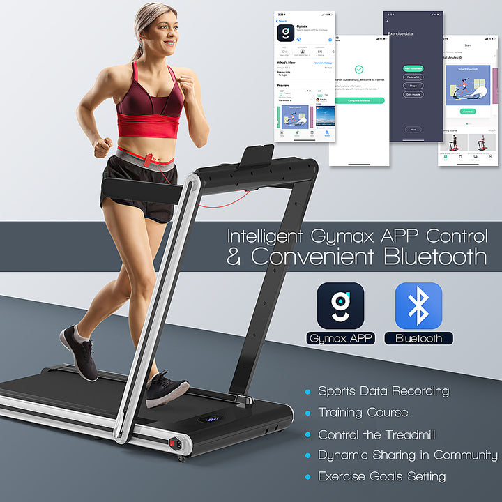 Costway - 2-in-1 Folding Treadmill 2.25HP Jogging Machine w/ Dual LED Display - Silver_4