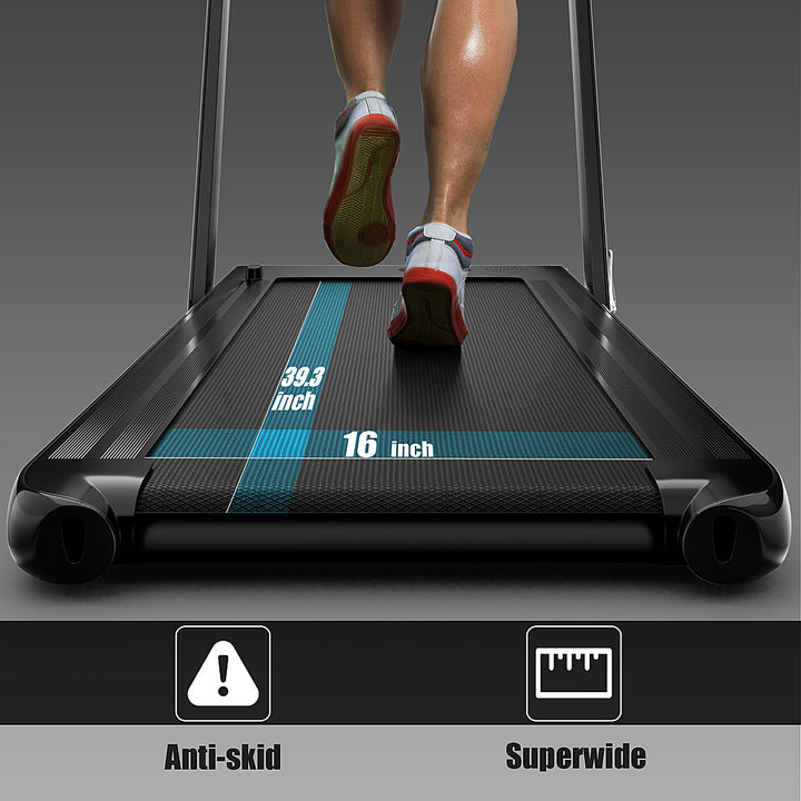 Costway - Up To 7.5MPH 2.25HP 2 in 1 Single Display Screen Treadmill Remote Control W/ APP Control Speaker - Black_2