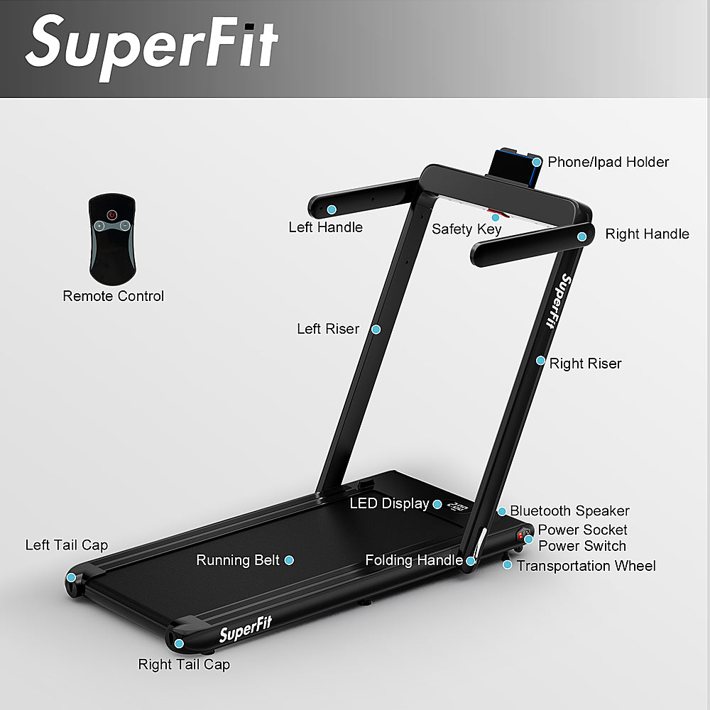 Costway - Up To 7.5MPH 2.25HP 2 in 1 Single Display Screen Treadmill Remote Control W/ APP Control Speaker - Black_7