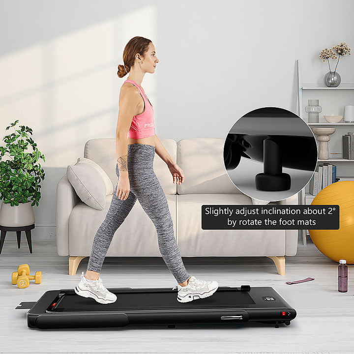 Costway - Up To 7.5MPH 2.25HP 2 in 1 Single Display Screen Treadmill Remote Control W/ APP Control Speaker - Black_9