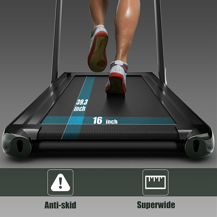 Costway - Up To 7.5MPH 2.25HP 2 in 1 Single Display Screen Treadmill W/ Speaker Remote Control APP - Green_4