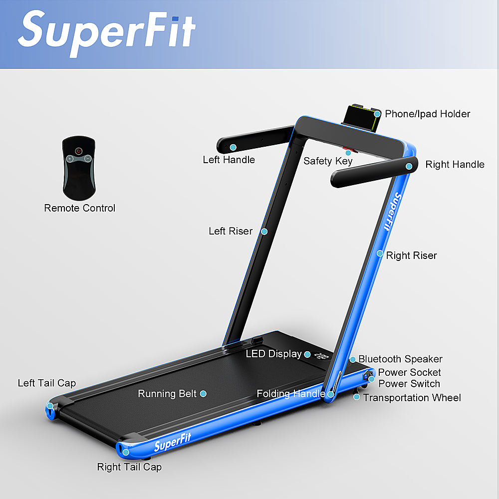 Costway - Up To 7.5MPH 2.25HP 2 in 1 Single Display Screen Treadmill W/ Speaker Remote Control APP - Green_7