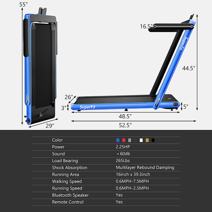 Costway - Up To 7.5MPH 2.25HP 2 in 1 Single Display Screen Treadmill W/ Speaker Remote Control APP - Green_10