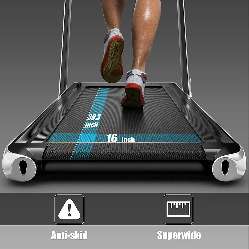 Costway - Up To 7.5MPH 2.25HP 2 in 1 Single Display Screen \Treadmill W/ Speaker Remote Control APP - Silver_2