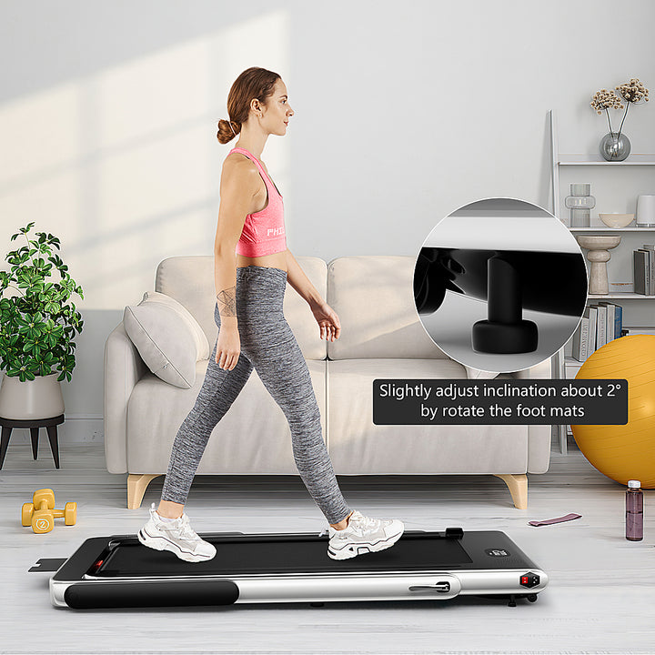 Costway - Up To 7.5MPH 2.25HP 2 in 1 Single Display Screen \Treadmill W/ Speaker Remote Control APP - Silver_9