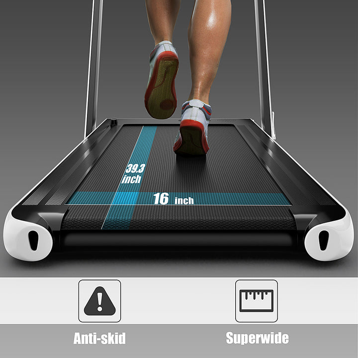 Costway - Up To 7.5MPH 2.25HP 2 in 1 Single Display Screen Treadmill W/ APP Speaker Remote Control - White_2