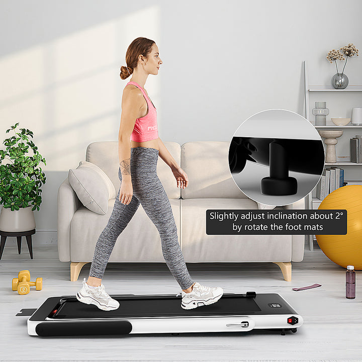 Costway - Up To 7.5MPH 2.25HP 2 in 1 Single Display Screen Treadmill W/ APP Speaker Remote Control - White_9