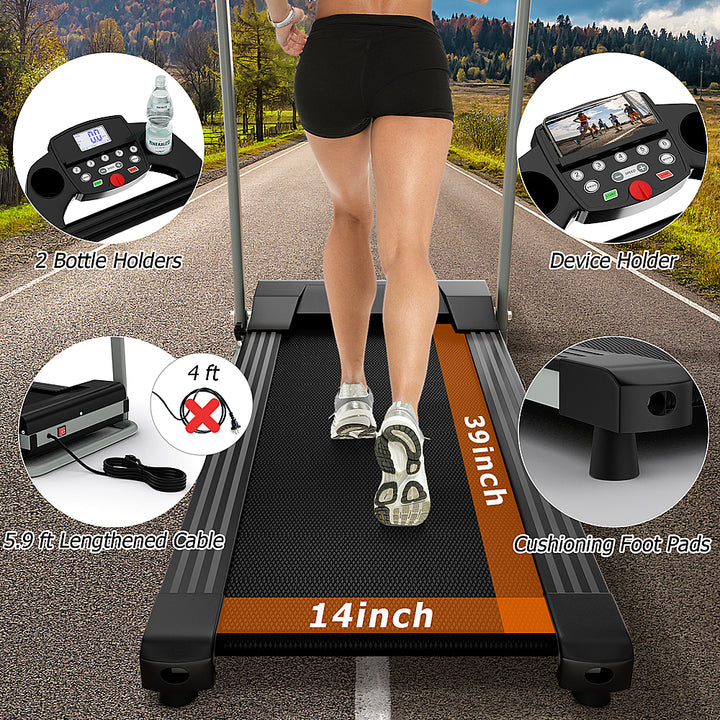 Costway - 2 HP Folding Treadmill Motorized Running Machine 12 Preset Program & LCD Display - Black_7