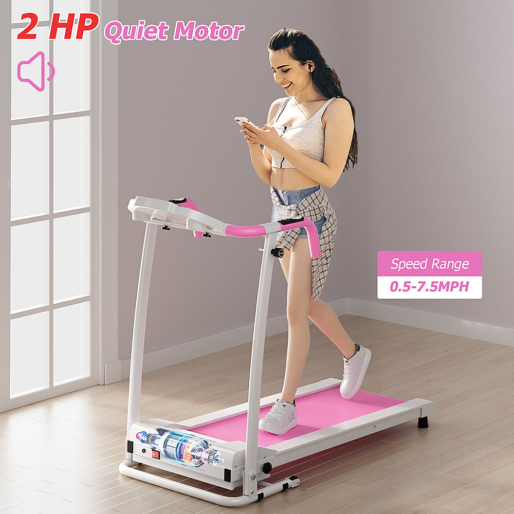 Costway - 2 HP Folding Treadmill Motorized Running Machine 12 Preset Program & LCD Display - White_2