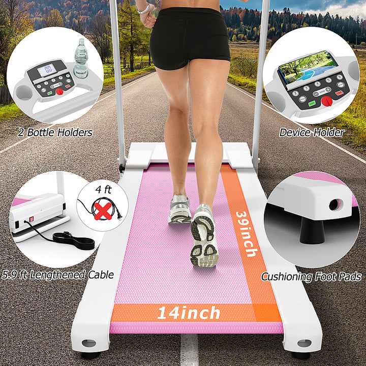 Costway - 2 HP Folding Treadmill Motorized Running Machine 12 Preset Program & LCD Display - White_6