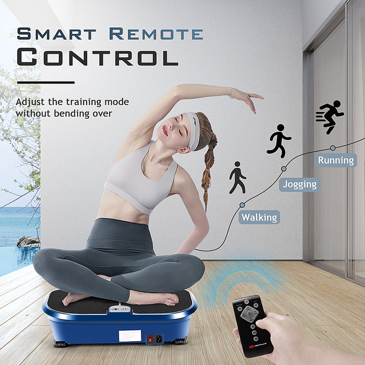 Costway - Mini Vibration Plate Fitness Exercise Machine with Remote Control Loop Bands - Black,  Blue_7