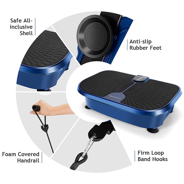 Costway - Mini Vibration Plate Fitness Exercise Machine with Remote Control Loop Bands - Black,  Blue_8