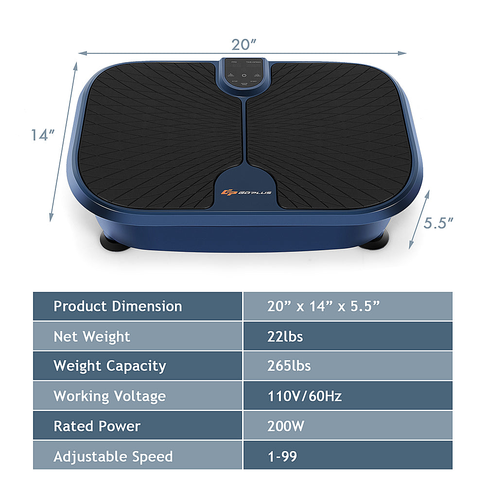 Costway - Mini Vibration Plate Fitness Exercise Machine with Remote Control Loop Bands - Black,  Blue_10