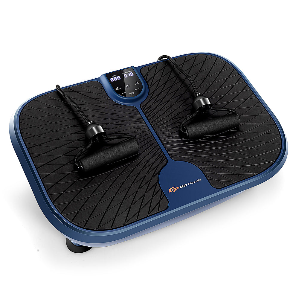 Costway - Mini Vibration Plate Fitness Exercise Machine with Remote Control Loop Bands - Black,  Blue_11