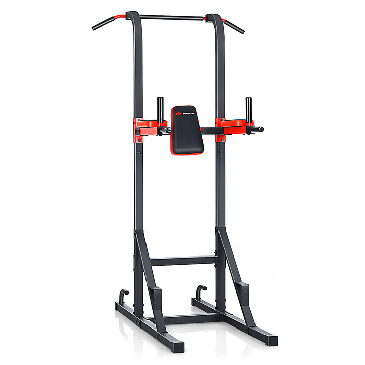 Costway - Multi-function Power Tower Pull Up Bar Dip Stand Home Gym Full-body Workout - Black/Red_9