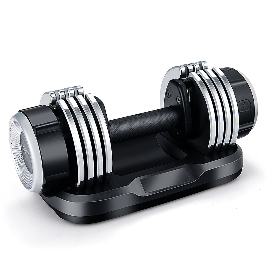 Costway - 5-in-1 25Lbs Weight Adjustable Dumbbell W/Anti-Slip Fast Adjust Turning Handle - Black_0