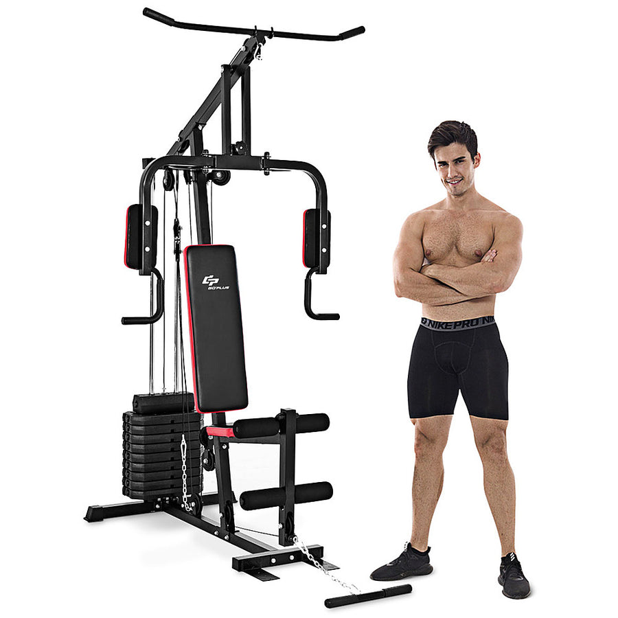 Costway - Multifunction Cross Trainer Workout Machine Strength Training Fitness Exercise - Black_0