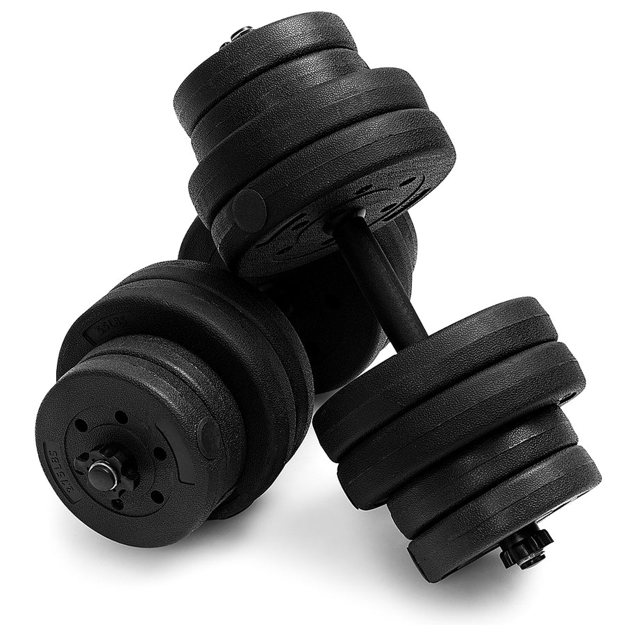 Costway - 66 LB Dumbbell Weight Set Fitness 16 Adjustable Plates Workout - Black_0