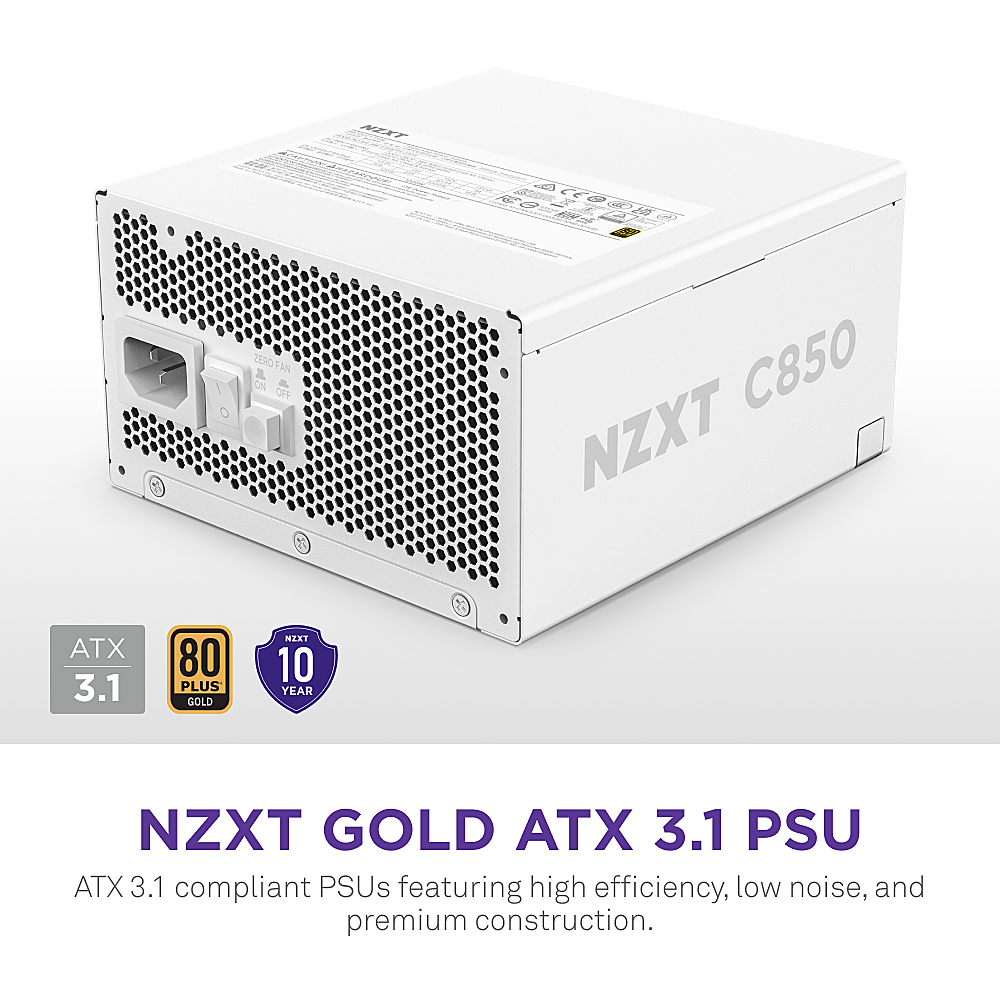 NZXT - C 850W ATX 3.1 80 Plus Gold Modular Power Supply - White_1