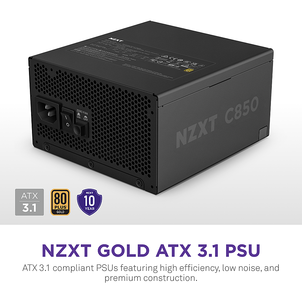 NZXT - C 850W ATX 3.1 80 Plus Gold  Power Supply - Black_1