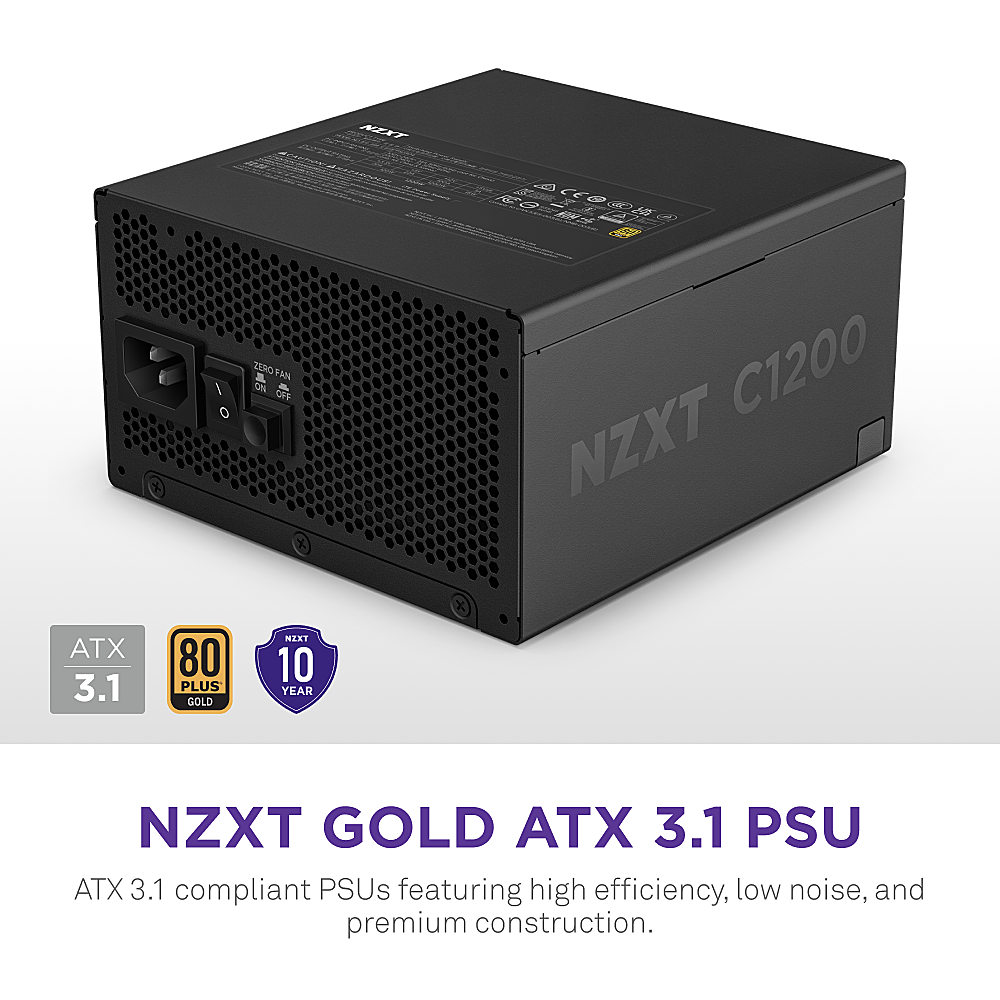 NZXT - C 1200W ATX 3.1 80 Plus Gold Modular Power Supply - Black_1