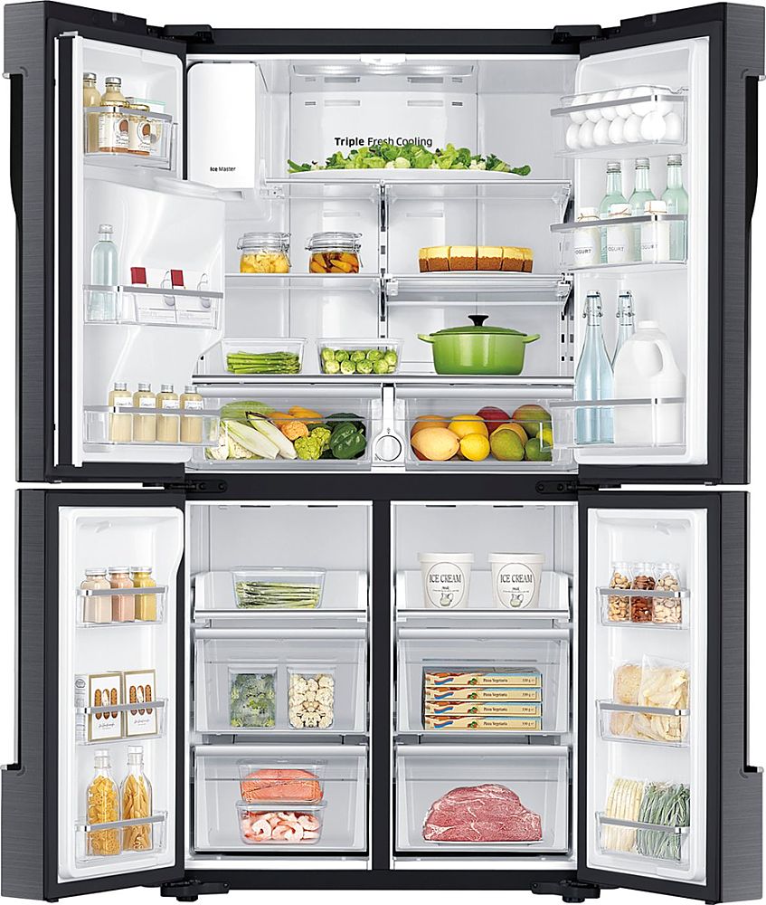 Samsung - 22.5 cu. ft. 4-Door Flex French Door Counter Depth Refrigerator with Convertible Zone - Black Stainless Steel_1