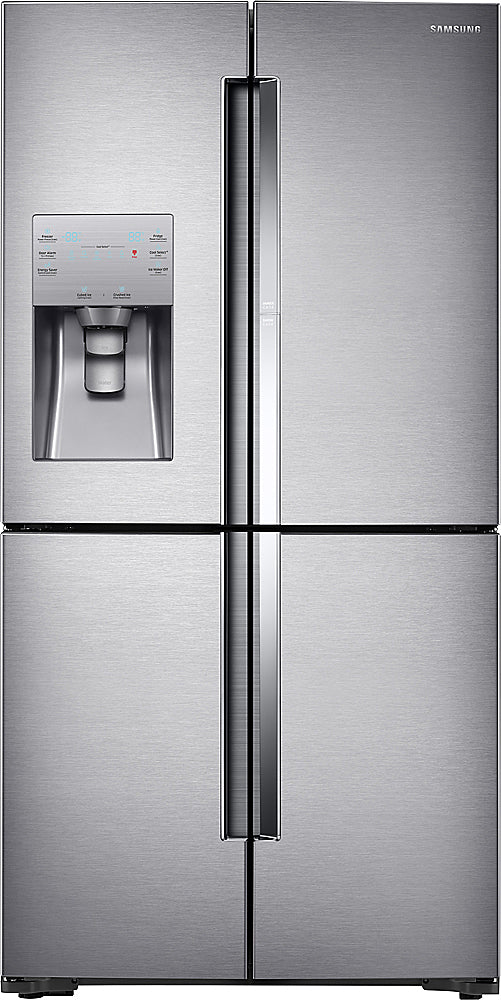 Samsung - 22.1 Cu. Ft. 4-Door Flex French Door Counter-Depth Fingerprint Resistant Refrigerator with Food ShowCase - Stainless Steel_0