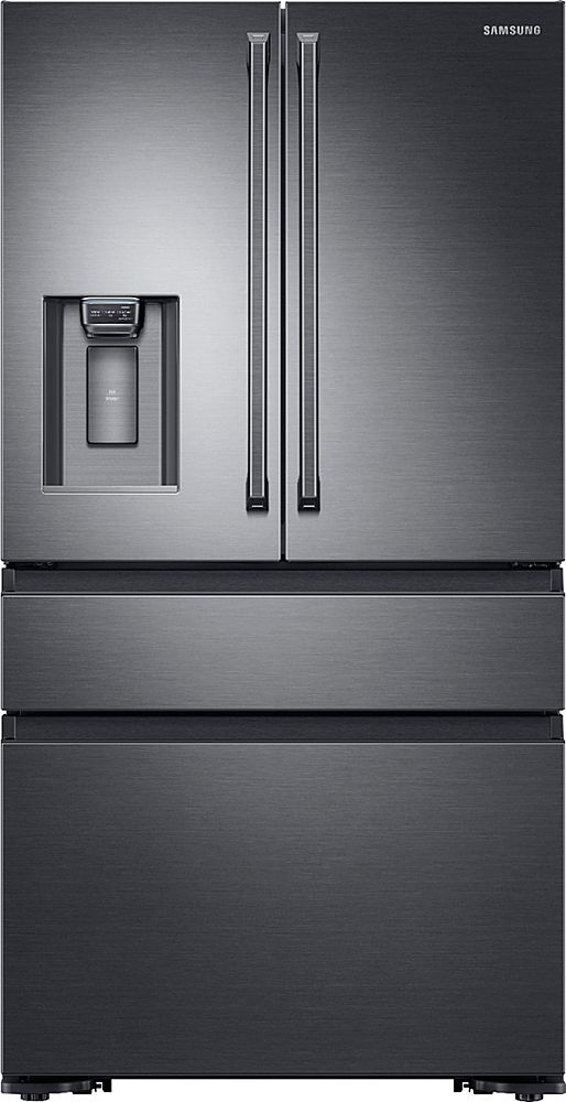 Samsung - 22.7 Cu. Ft. 4-Door Flex French Door Counter-Depth  Fingerprint Resistant Refrigerator - Black Stainless Steel_0