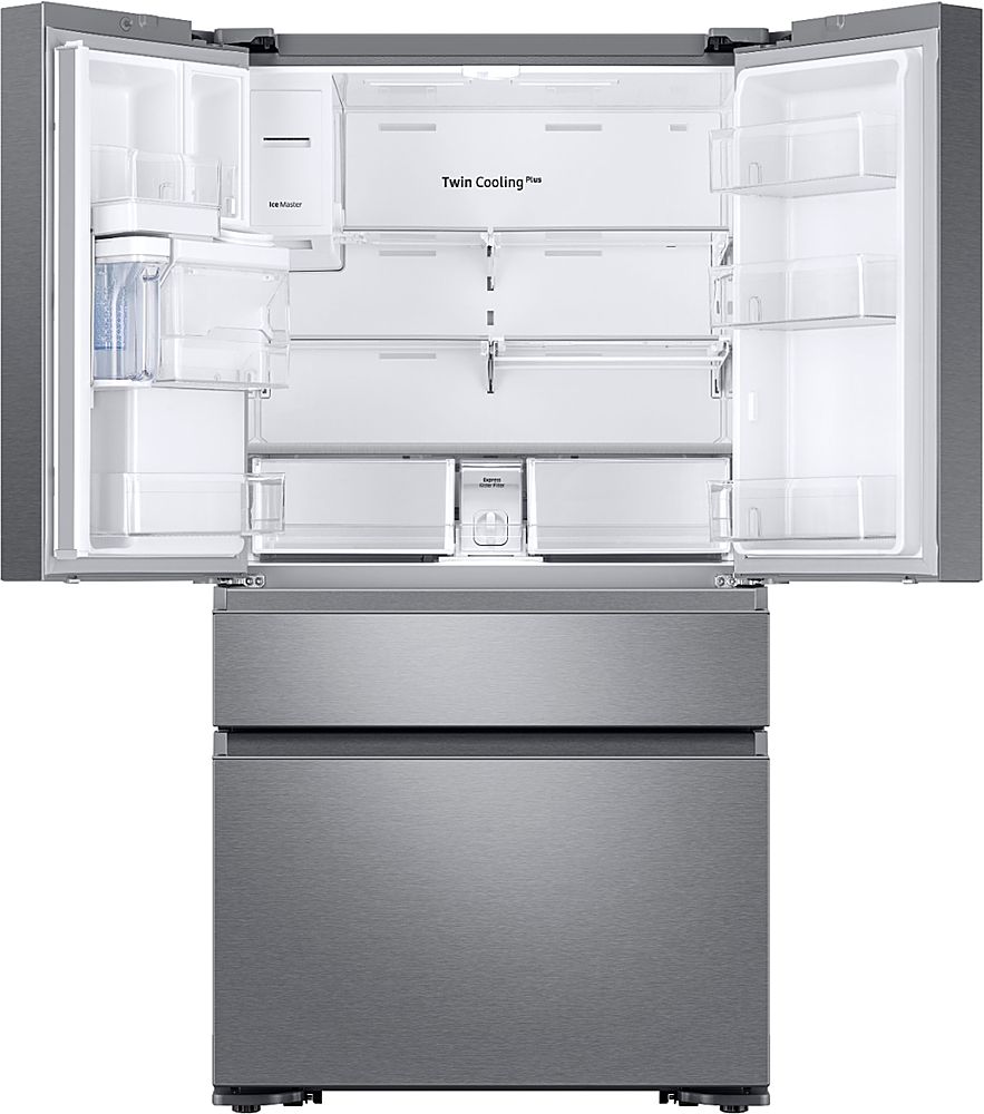 Samsung - 22.6 cu. ft. 4-Door Flex French Door Counter Depth Refrigerator with FlexZone Drawer - Stainless Steel_1