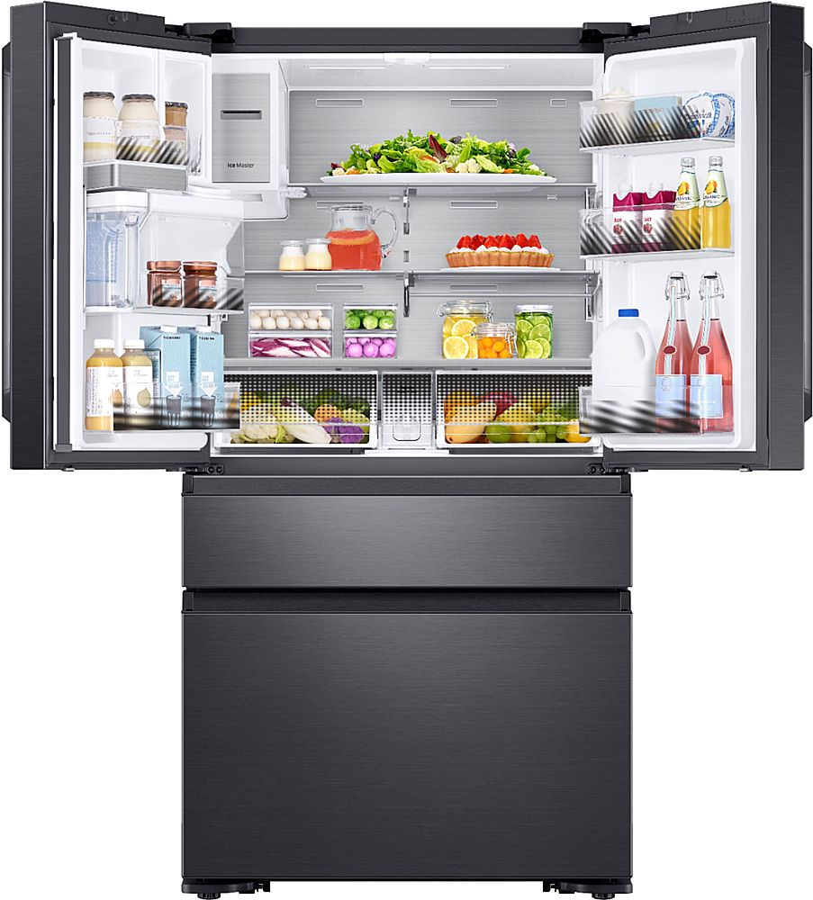 Samsung - Family Hub 22.2 Cu. Ft. 4-Door French Door Counter-Depth Fingerprint Resistant Refrigerator - Black Stainless Steel_1