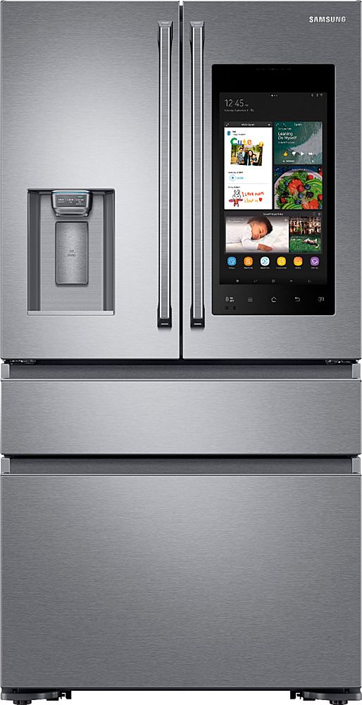 Samsung - Family Hub 22.2 Cu. Ft. 4-Door French Door Counter-Depth  Fingerprint Resistant Refrigerator - Stainless Steel_0