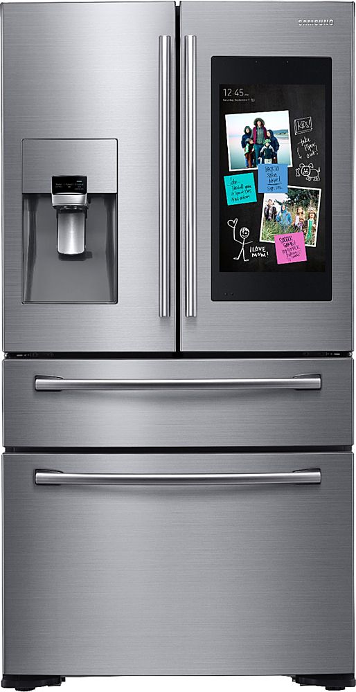 Samsung - Family Hub 22.2 Cu. Ft. 4-Door French Door Counter-Depth Refrigerator - Stainless Steel_0