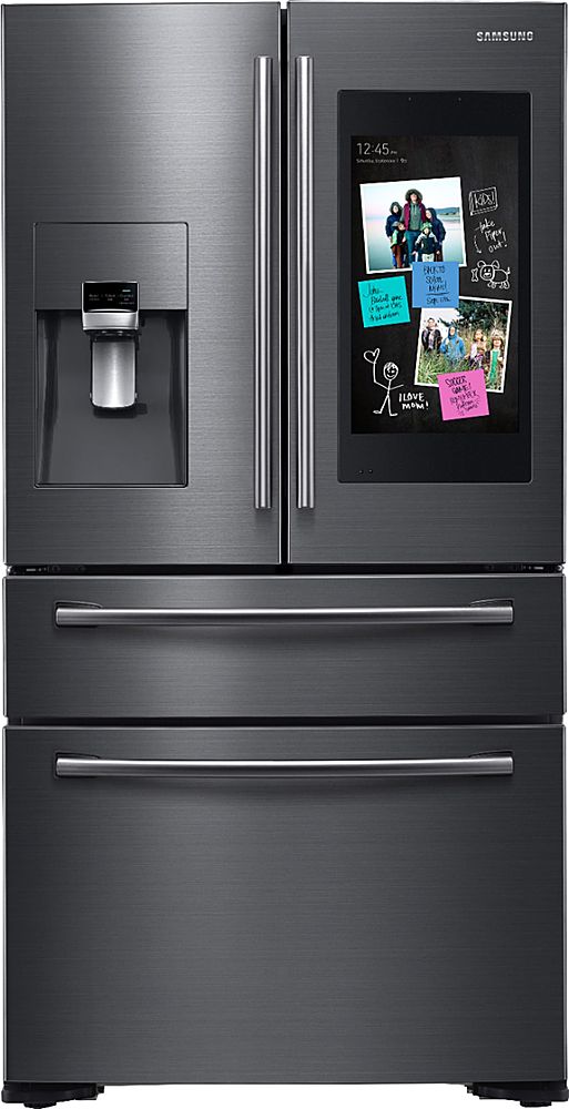 Samsung - Family Hub 22.2 Cu. Ft. 4-Door French Door Counter-Depth Refrigerator - Black Stainless Steel_0