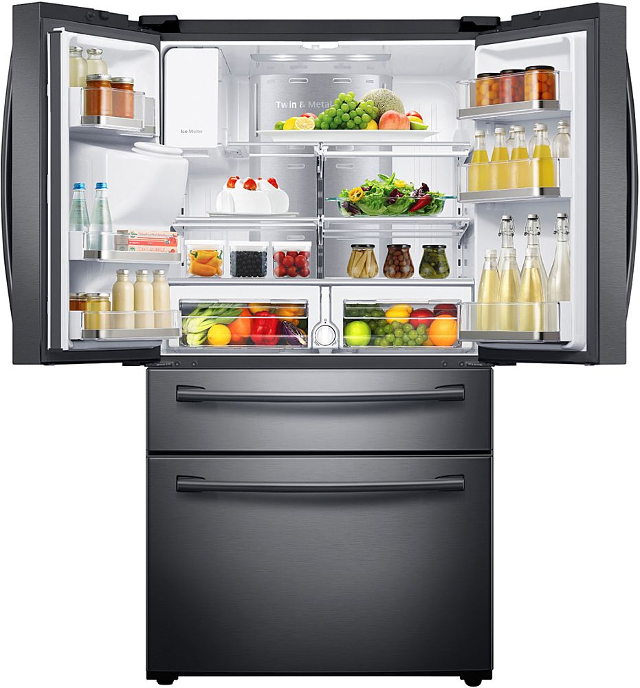 Samsung - Family Hub 22.2 Cu. Ft. 4-Door French Door Counter-Depth Refrigerator - Black Stainless Steel_1