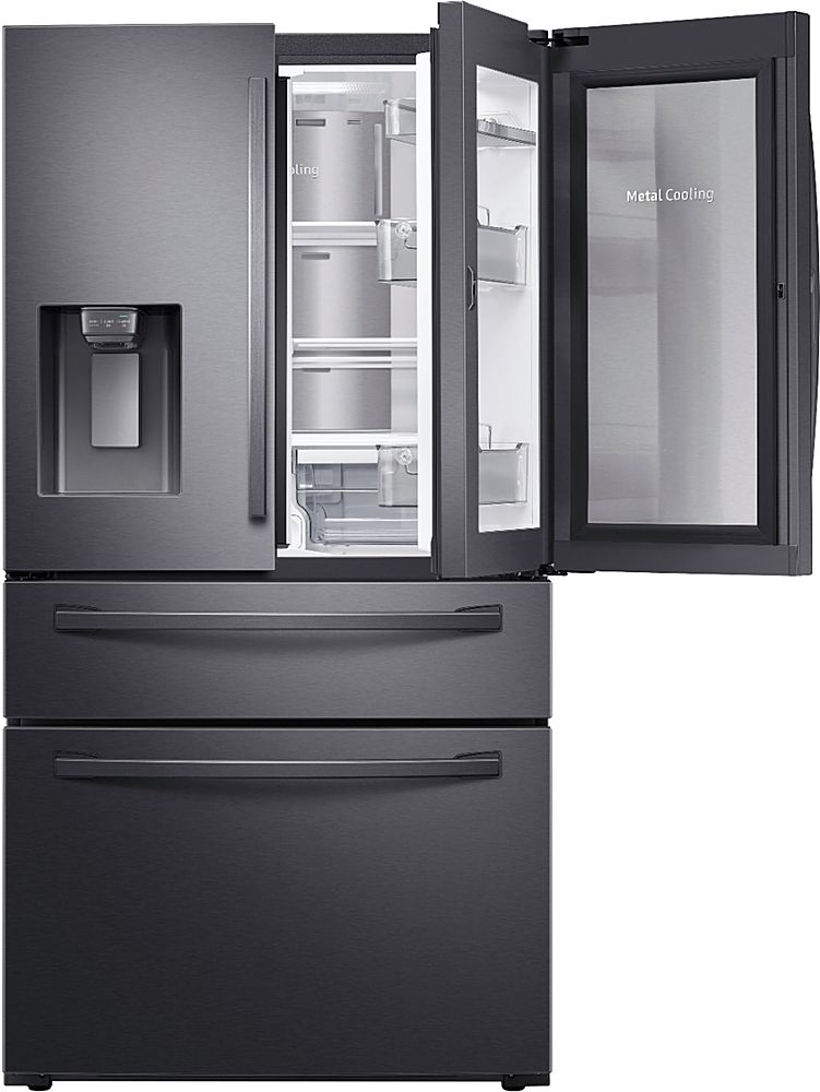 Samsung - 22.4 cu. ft. 4-Door French Door Counter Depth Smart Refrigerator with Food Showcase - Black Stainless Steel_0