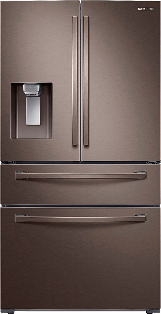 Samsung - 22.4 Cu. Ft. 4-Door French Door Counter-Depth Refrigerator with Food Showcase - Tuscan Stainless Steel_0