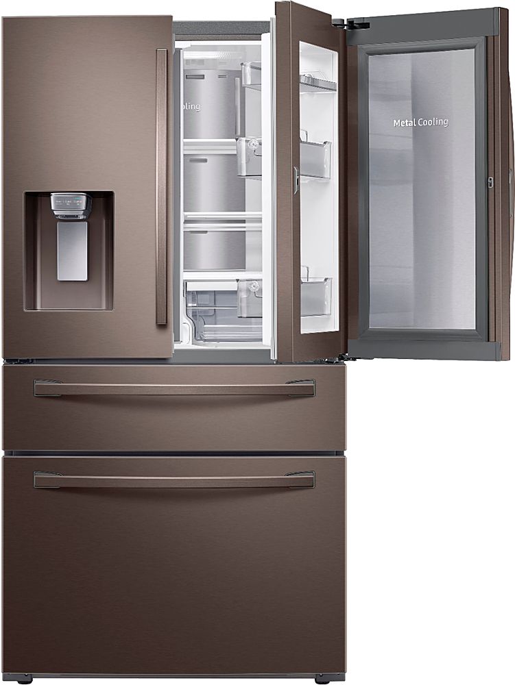 Samsung - 22.4 Cu. Ft. 4-Door French Door Counter-Depth Refrigerator with Food Showcase - Tuscan Stainless Steel_1