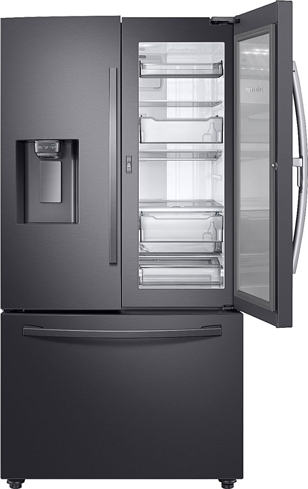 Samsung - 27.8 Cu. Ft. French Door  Fingerprint Resistant Refrigerator  with Food Showcase - Black Stainless Steel_0