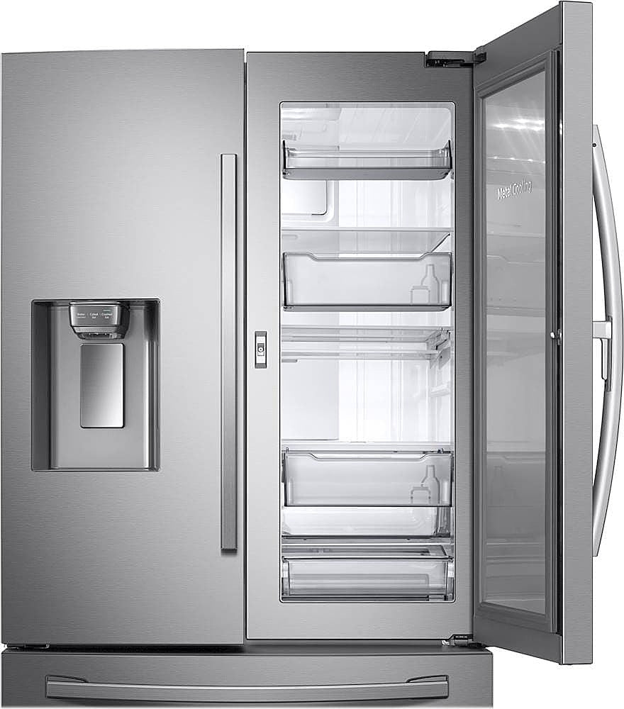 Samsung - 22.5 Cu. Ft. French Door Counter-Depth Fingerprint Resistant Refrigerator with Food Showcase - Stainless Steel_0