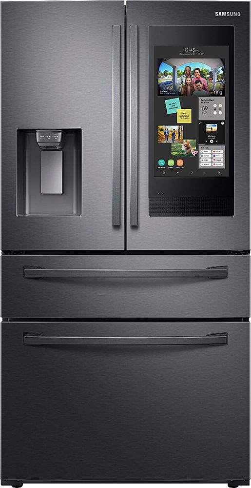 Samsung - Family Hub 27.7 Cu. Ft. 4-Door French Door  Fingerprint Resistant Refrigerator - Black Stainless Steel_0